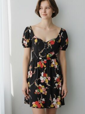 MinkPink XS Summer Floral 60s Pinup Fit and Flare Midi Dress